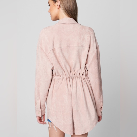 (A54) Blank NYC  Think Pretty Shirt, Faux Suede Shacket, Blush, Size Large, NWT - Picture 4 of 12